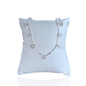 Pulseira Folheada Ouro 18k Pontos de Luz Corações