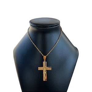 Corrente Masculina Aço Inoxidável Crucifixo
