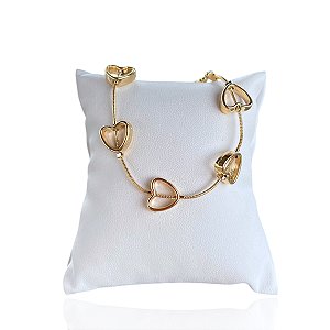 Pulseira Folheada Ouro 18k Corações Vazados