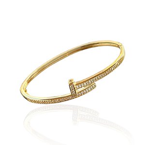 Bracelete Folheado Ouro 18k Inspired Prego Cravejado