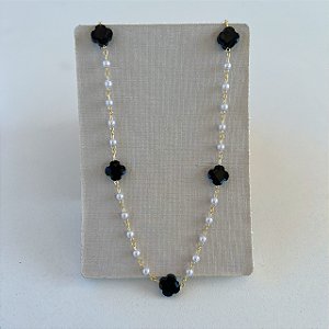 Colar Folheado Ouro 18k Trevos Pérolas