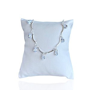 Pulseira Folheada Prata 925 Gotas Cristais