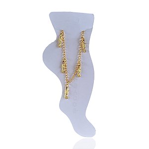 Tornozeleira Folheada Ouro 18k Cavalo Marinho