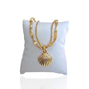 Pulseira Folheada Ouro 18k Dupla Riviera Torcida Concha