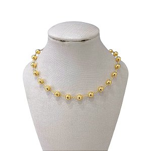 Choker Folheada Ouro 18k e Prata 925 Bolinhas