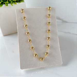 Choker Folheada Ouro 18k e Prata 925 Bolinhas