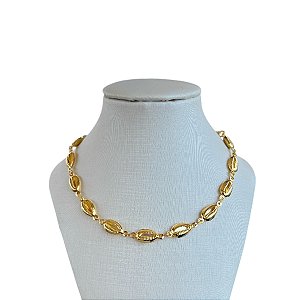 Choker Folheada Ouro 18k e Prata 925 Búzios