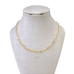 Choker Folheada Ouro 18k e Prata 925 Elos Corações