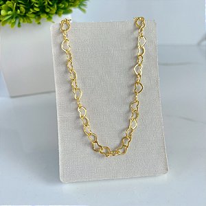 Choker Folheada Ouro 18k e Prata 925 Elos Corações