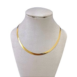 Choker Folheada Ouro 18k e Prata 925 Fita Laminada