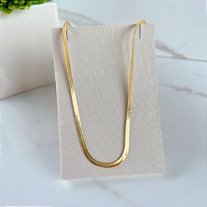 Choker Folheada Ouro 18k e Prata 925 Fita Laminada