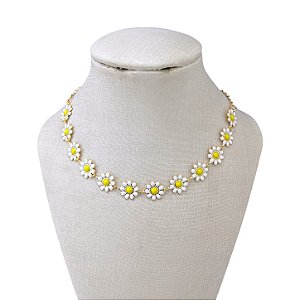 Choker Folheada Ouro 18k e Prata 925 Margaridas