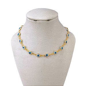 Choker Folheada Ouro 18k e Prata 925 Olho Grego
