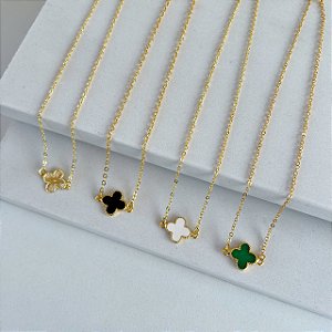 Choker Folheada Ouro 18k Trevo