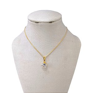 Colar Folheado Ouro 18k e Prata 925 Ponto de Luz Redondo Alto
