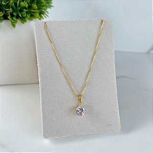 Colar Folheado Ouro 18k Ponto de Luz Redondo
