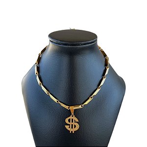 Corrente Masculina Aço Inoxidável Cifrão