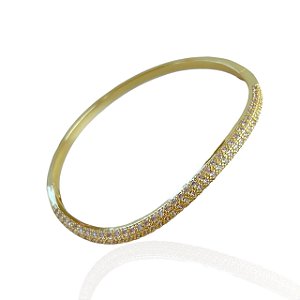 Bracelete Folheado Ouro 18k e Prata 925 Ondulado Cravejado