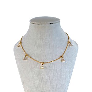 Choker Folheada Ouro 18k Ponto de Luz Triângulos