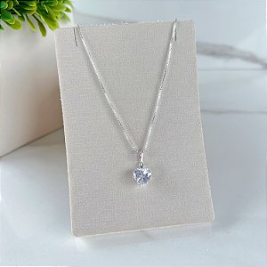 Colar Folheado Prata 925 Ponto de Luz Coração
