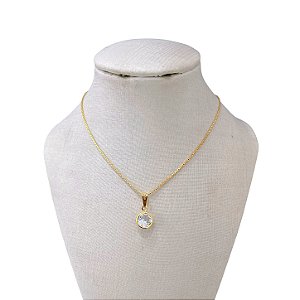 Colar Folheado Ouro 18k e Prata 925 Ponto de Luz Redondo Achatado