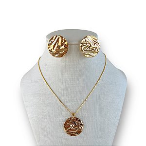 Conjunto Folheado Ouro 18k e Prata 925 Redondo Chapeado