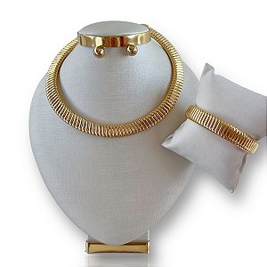Conjunto Bijuteria Aro Dourado e Prata