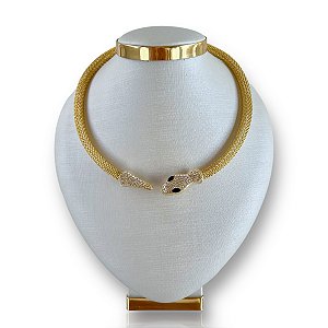 Choker Bijuteria Dourado e Prata Serpente