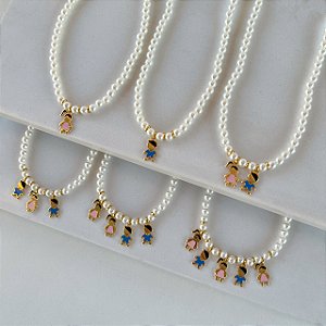 Colar Folheado Ouro 18k Pérolas Filhos