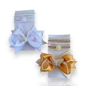 Conjunto Infantil Laço e Kit Pulseiras Borboleta