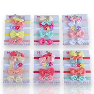 Kit Faixa de Bebê 4 und Laços Flor