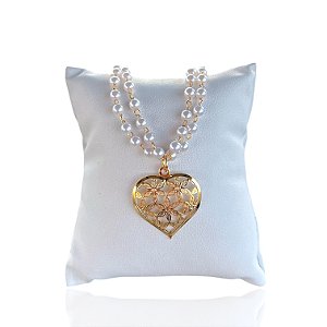 Pulseira Folheada Ouro 18k Dupla Pérolas Coração