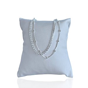 Pulseira Folheada Prata 925 Bolinhas Riviera Dupla