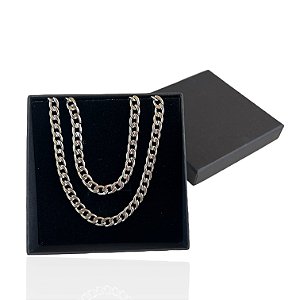 Conjunto Masculino Aço Inoxidável Prata + Caixa Presente