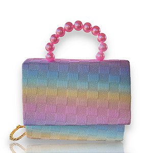Bolsa Infantil Clutch Alça Bolinhas Tie Dye Brilhante