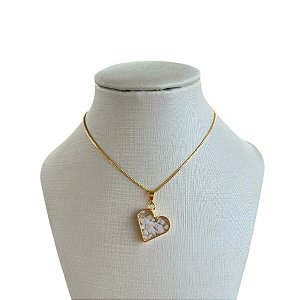 Colar Folheado Ouro 18k e Prata 925 Cápsula coração Sal