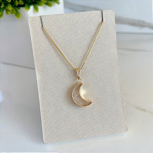 Colar Folheado Ouro 18k e Prata 925 Cápsula Lua Sal