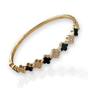 Bracelete Folheado Ouro 18k e Prata 925 Inspired Trevos Cravejados