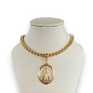 Colar Folheado Ouro 18k Correntaria Nossa Senhora