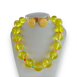 Conjunto Brinco & Colar Esferas