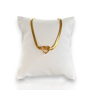 Pulseira Folheada Ouro 18k Fita Laminada Coração