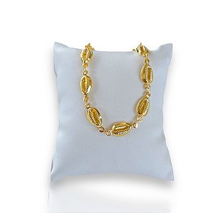 Pulseira Folheada Ouro 18k e Prata 925 Búzios