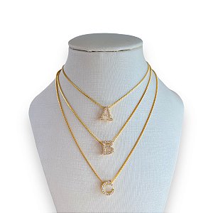 Colar Folheada Ouro 18k e Prata 925 Letra Inicial Cravejada