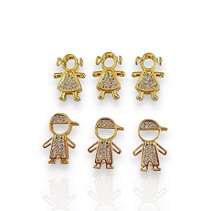 Pingente Folheado Ouro 18k e Prata 925 Filhos Passante Cravejado