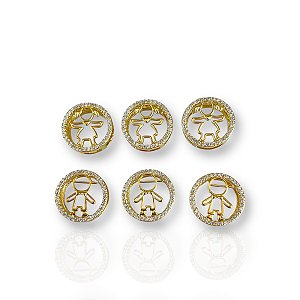 Pingente Folheado Ouro 18k e Prata 925 Filhos Mandala Passante Cravejado