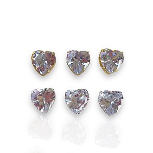 Pingente Folheado Ouro 18k e Prata 925 Coração Passante Cristal