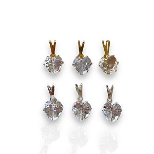 Pingente Folheado Ouro 18k e Prata 925 Coração Penduricalho Cristal