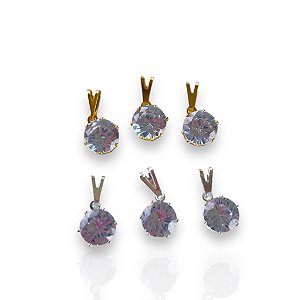 Pingente Folheado Ouro 18k e Prata 925 Redondo Penduricalho Cristal