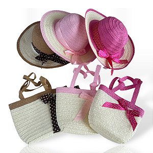 Kit Chapéu e Bolsa Palha Infantil