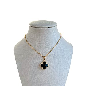 Colar Folheado Ouro 18k Trevo Cristal